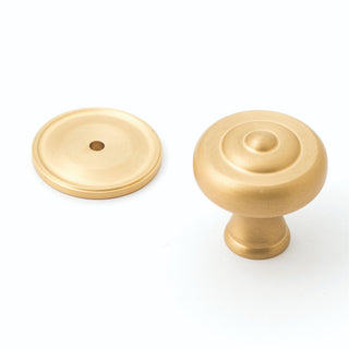 Decade 38mm Fluted Knob & Backplate - Satin Brass