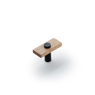 Lenah 50mm T-Bar Handle - Tasmanian Oak - Face Caps - Matt Black