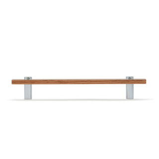 Lenah 416mm Cabinet Handle - Tasmanian Oak - Face Caps - Satin Chrome