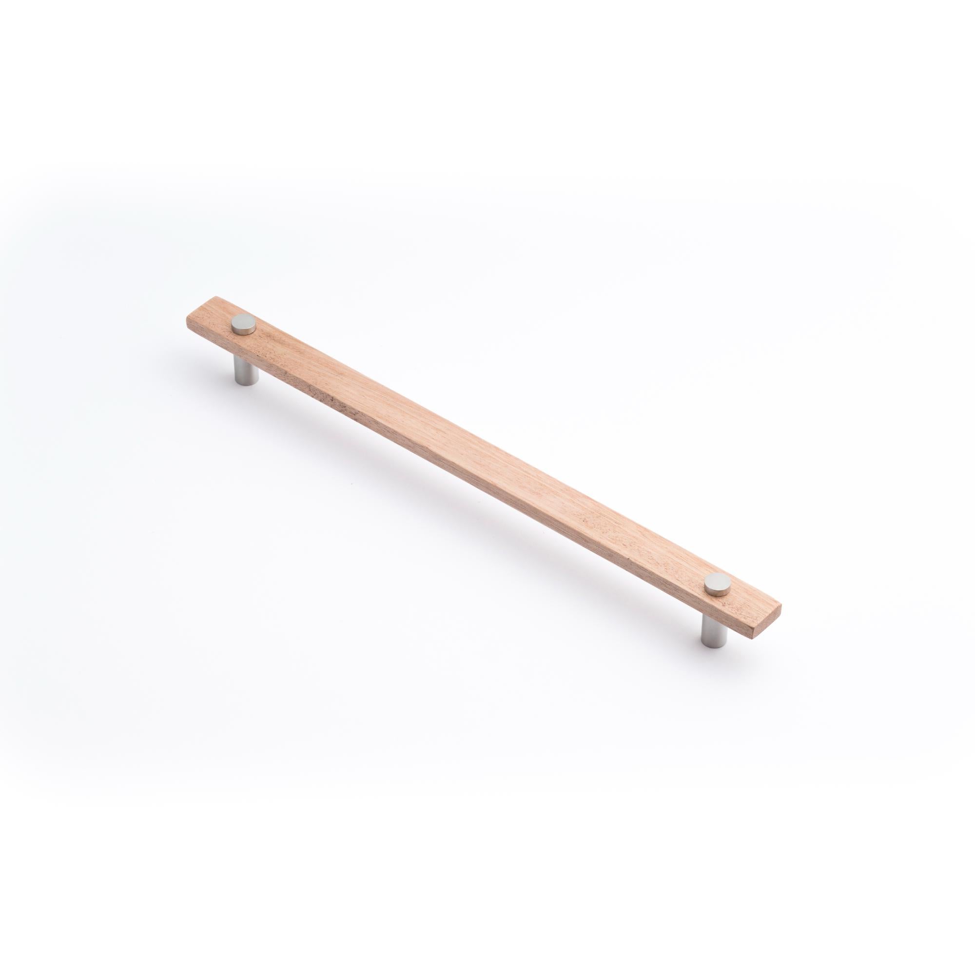 Lenah 288mm Cabinet Handle - Tasmanian Oak - Face Caps - Satin Chrome