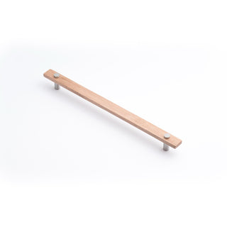 Lenah 288mm Cabinet Handle - Tasmanian Oak - Face Caps - Satin Chrome