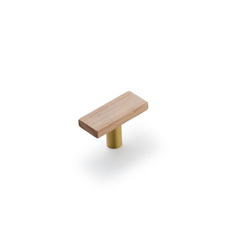 Lenah 50mm T-Bar Handle - Tasmanian Oak - Satin Brass