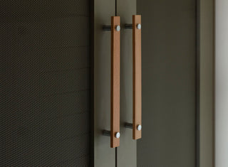 Lenah 224mm Cabinet Handle - Tasmanian Oak - Face Caps - Satin Chrome