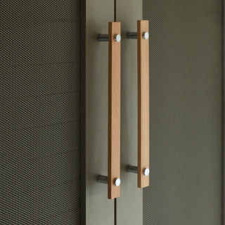 Lenah 224mm Cabinet Handle - Tasmanian Oak - Face Caps - Satin Chrome