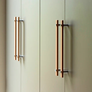 Lenah 224mm Cabinet Handle - Tasmanian Oak - Face Caps - Satin Chrome