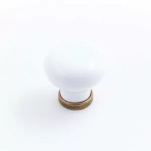 Manor White Porcelain / Antique Brass knob