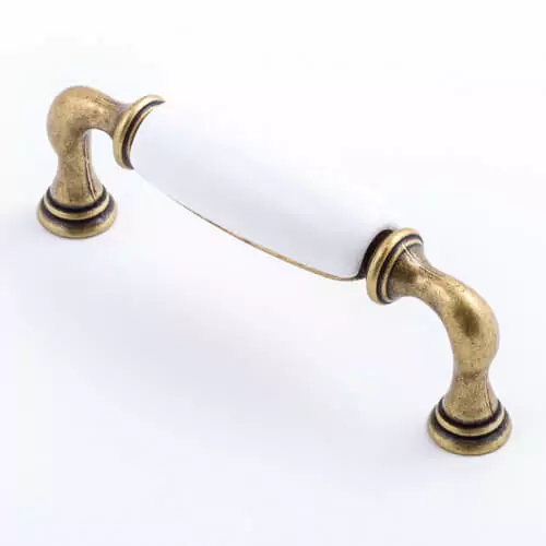 Manor 96mm Handle - White / Antique Brass - Castella